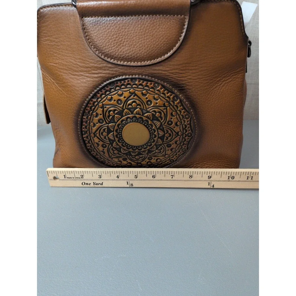 Leather Purse With Medallion Design NEW With Crossbody Strap
